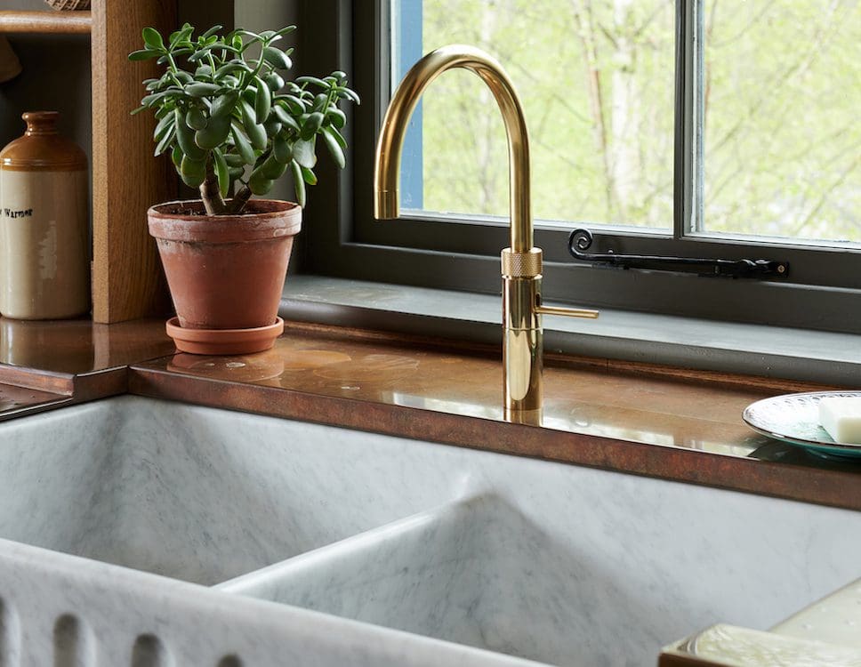 Fusion  The classic style brass mixer tap with boiling water