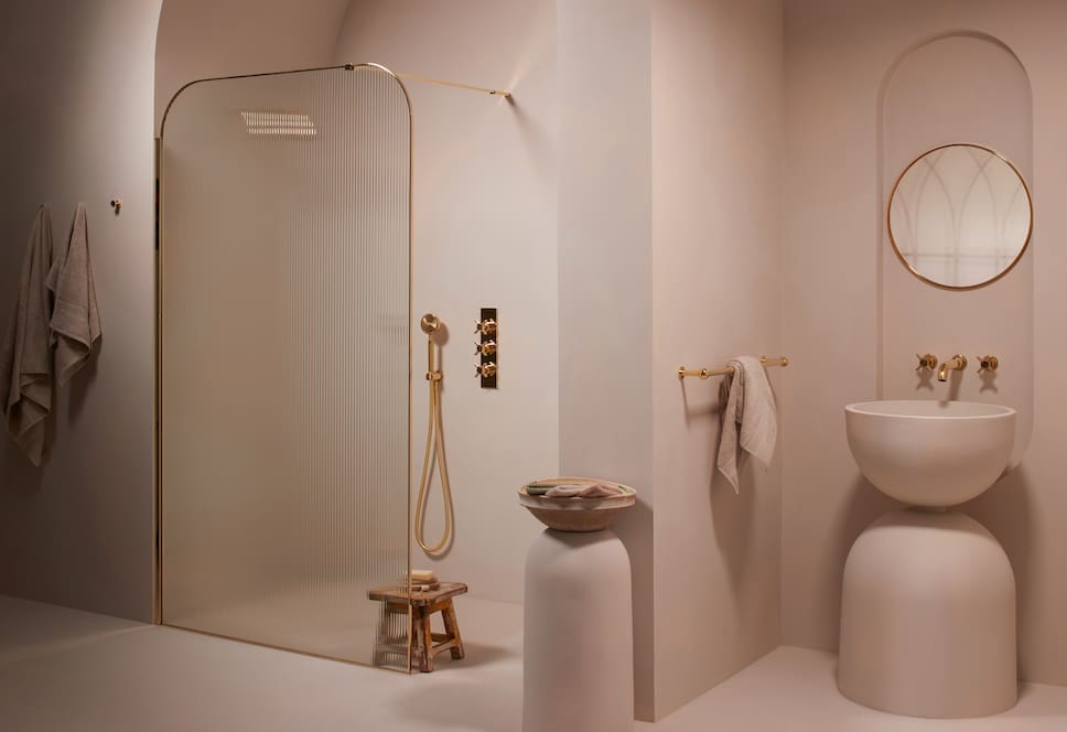 Matki EauZone Dome Framed Wet Room Panel with fluted glass